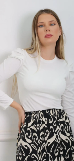 חולצה מרנית ריב שרוול מנופח