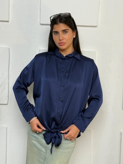 חולצה סאטן ארוך קשירה