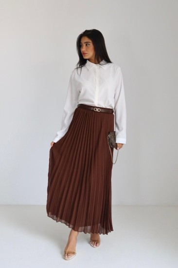 חצאית פליסה שיפון חגורה