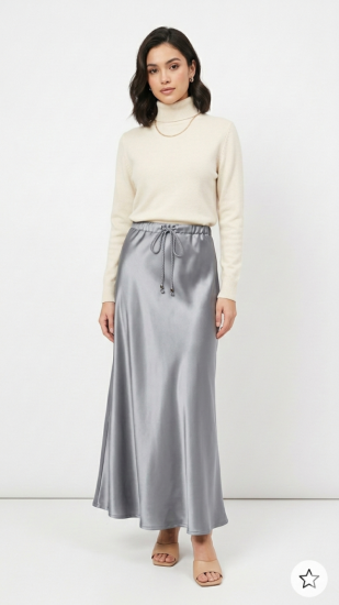 חצאית סאטן דיור מקסי