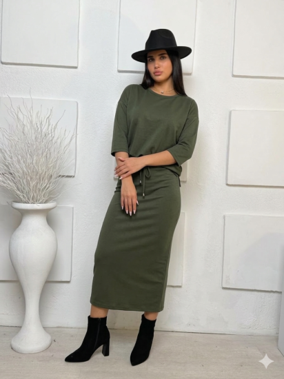 חליפה חצאית וופלה שרוול 3/4