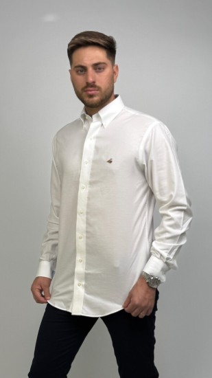 חולצה פורור סמל זהב לבן 