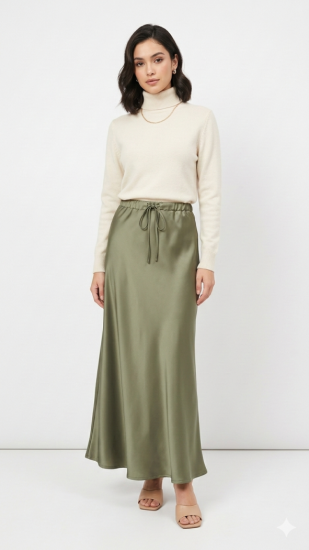 חצאית סאטן דיור מקסי