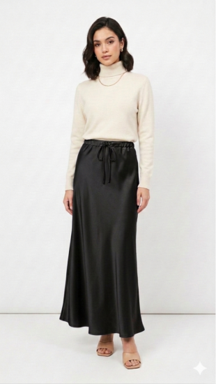 חצאית סאטן דיור מקסי