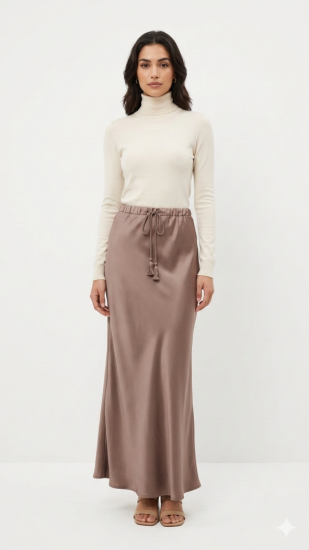 חצאית סאטן דיור מקסי